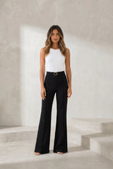 Pantalon noir taille haute évasé