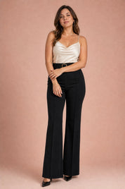 Pantalon noir taille haute évasé | Porté sur une autre silhouette | Lounelle Paris