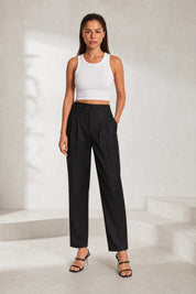Pantalon tailleur rayé taille haute | Lounelle Paris