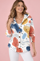 Cardigan bianco con cappuccio e bottoni