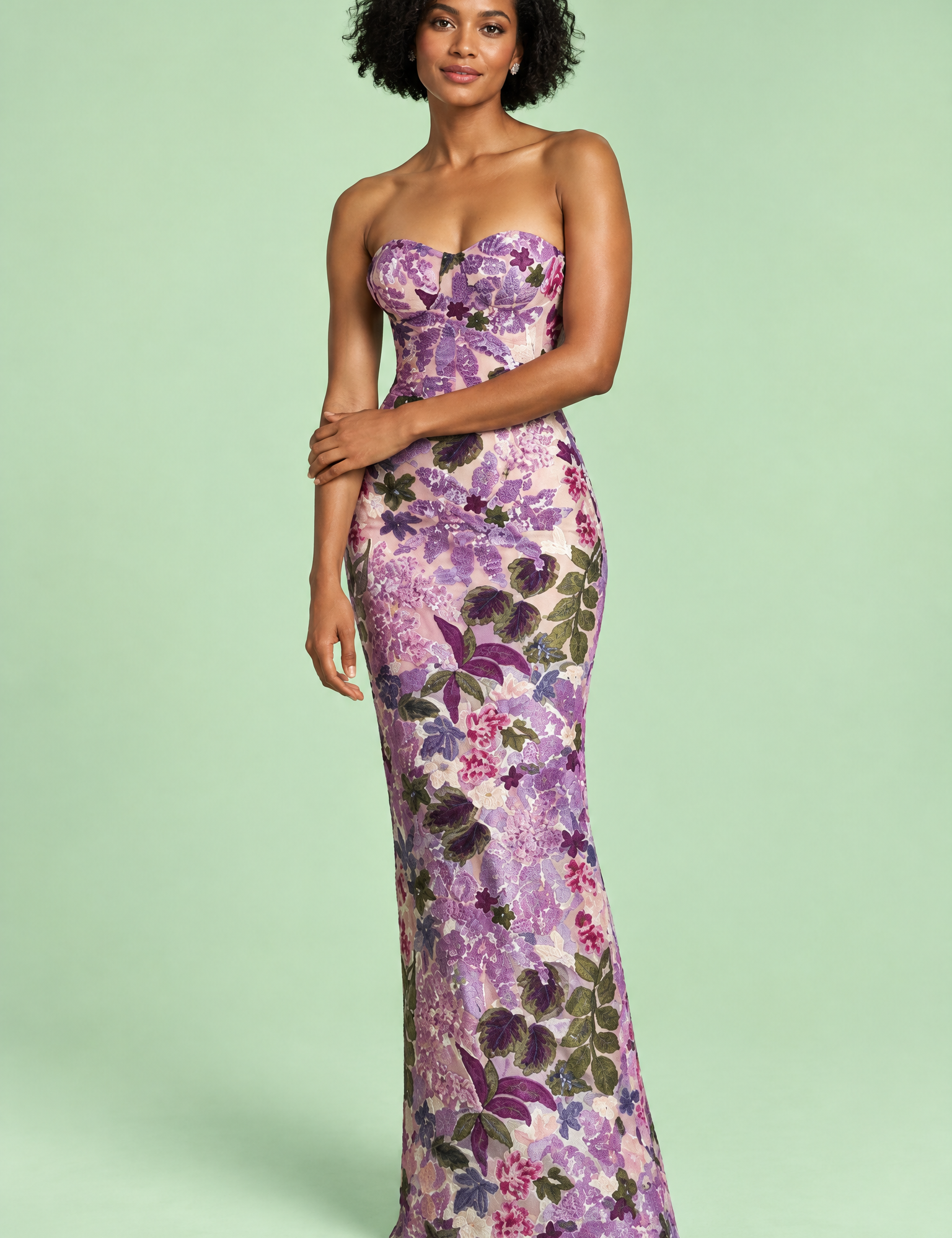 Robe moulante bustier violette | Vue de face | Lounelle Paris