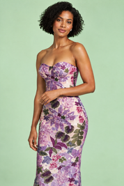 Robe moulante bustier violette | Vue rapprochée | Lounelle Paris