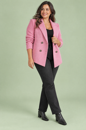 Blazer rose croisé à revers | Porté sur une autre silhouette | Lounelle Paris