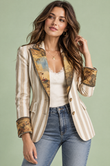 Blazer aderente a righe bianco sporco