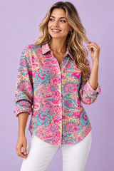 Camicia rosa a fiori