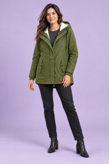 Parka oversize con cappuccio verde militare