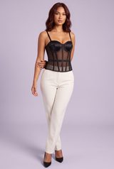 Corsetto nero con inserti trasparenti