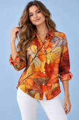Camicia arancione a fiori