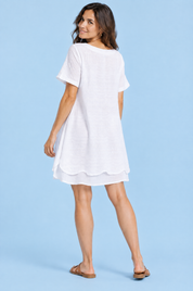 Blouse blanche oversize boutonnée devant | Vue de dos | Lounelle Paris