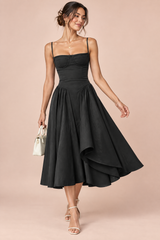 Abito midi nero con bustino