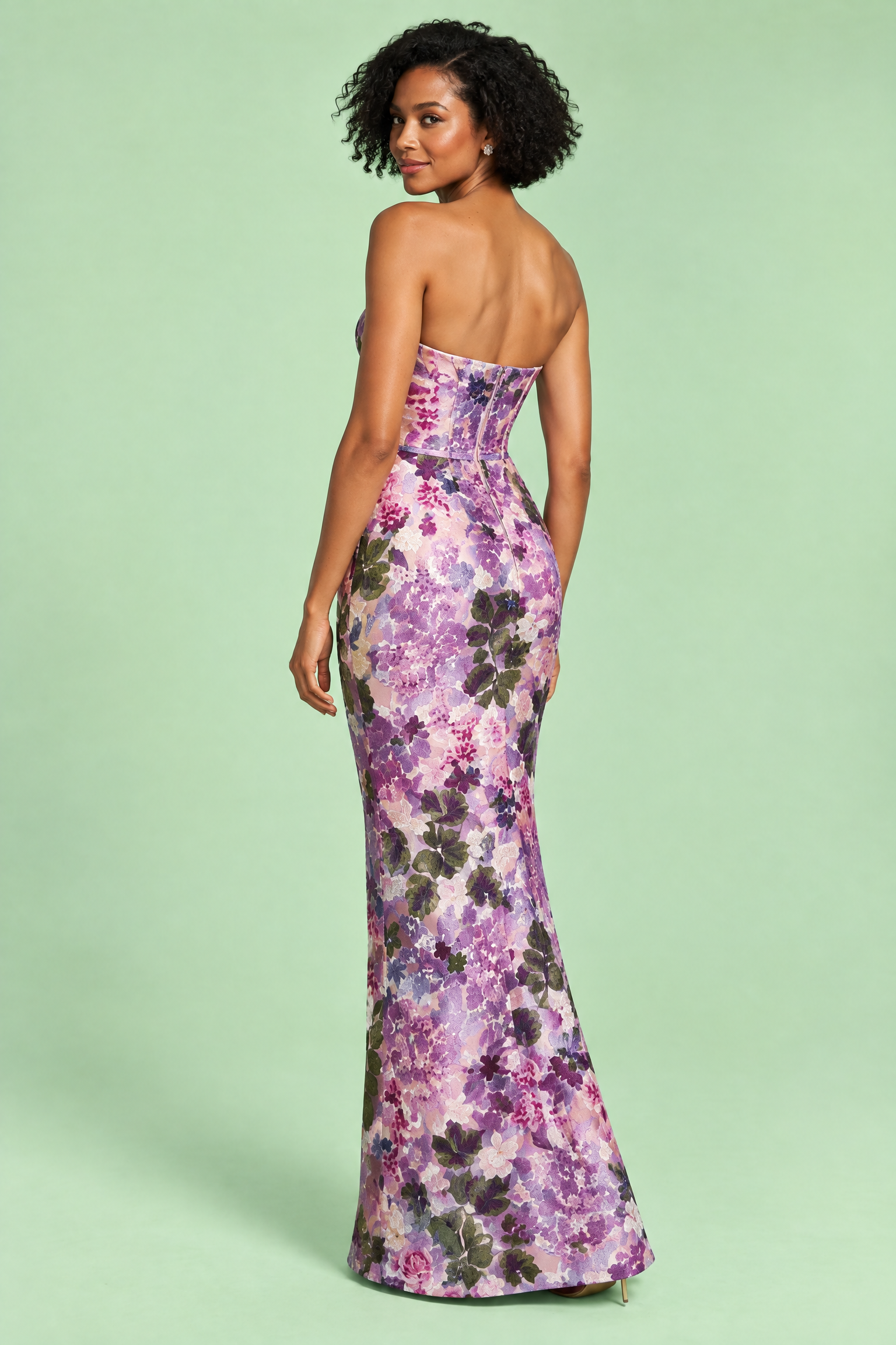Robe moulante bustier violette | Vue de dos | Lounelle Paris