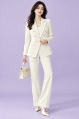 Tailleur pantalone doppiopetto bianco sporco