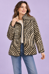 Giacca trapuntata beige con collo alto