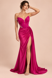 Robe longue bustier froncée rose | Vue de face | Lounelle Paris