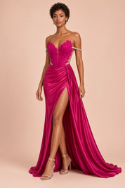 Robe longue bustier froncée rose | Vue en mouvement | Lounelle Paris