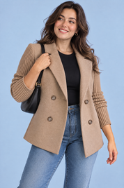 Blazer marron croisé à revers | Porté sur une autre silhouette | Lounelle Paris