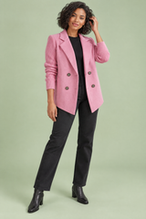 Blazer doppiopetto con revers rosa
