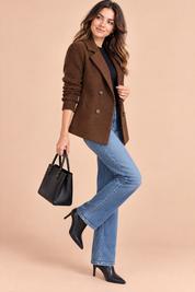 Blazer marron foncé croisé à revers | Vue de dos | Lounelle Paris
