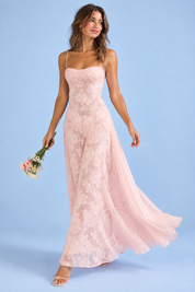 Robe longue fleurie rose | Vue en mouvement | Lounelle Paris