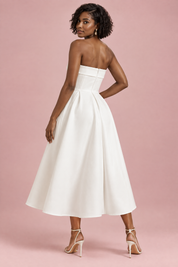 Robe midi patineuse bustier blanche | Vue de dos | Lounelle Paris