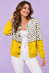 Cardigan floreale giallo con bottoni
