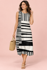 Abito midi bianco con stampa floreale