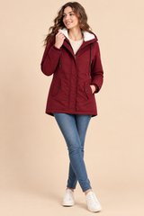 Parka oversize con cappuccio bordeaux