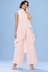 Completo rosa con pantaloni palazzo e top fluido