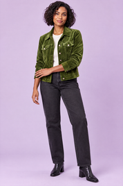Veste-chemise olive à poches utilitaires | Vue de face | Lounelle Paris