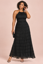 Robe longue plissée noire | Porté sur une autre silhouette | Lounelle Paris