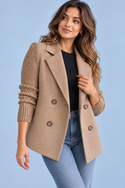 Blazer marron croisé à revers | Vue rapprochée | Lounelle Paris