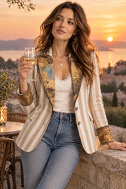 Blazer écru ajusté à rayures | Deuxième photo lifestyle | Lounelle Paris