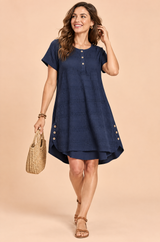 Blusa blu navy oversize con abbottonatura frontale