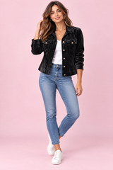 Giacca-camicia nera con tasche funzionali