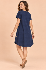 Blouse bleu marine oversize boutonnée devant | Vue de dos | Lounelle Paris