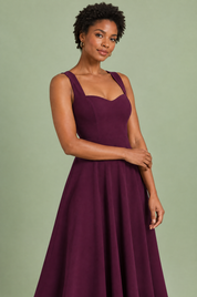 Robe midi violette à décolleté cœur | Vue rapprochée | Lounelle Paris