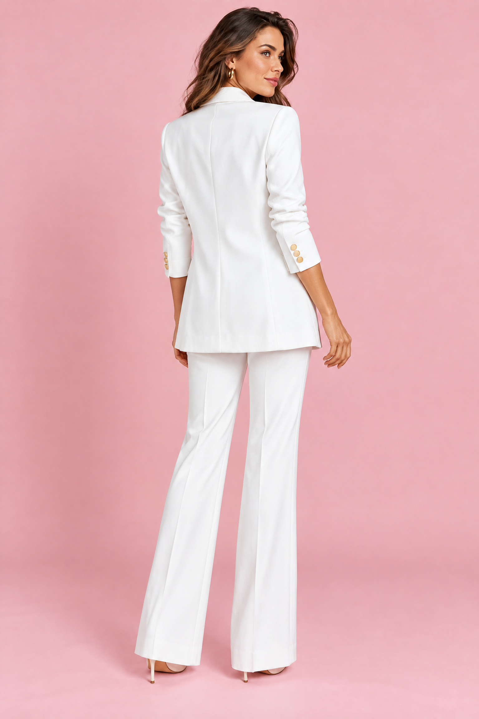Ensemble tailleur blanc croisé | Vue de dos | Lounelle Paris