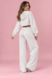 Ensemble écru avec sweat zippé court | Vue de dos | Lounelle Paris