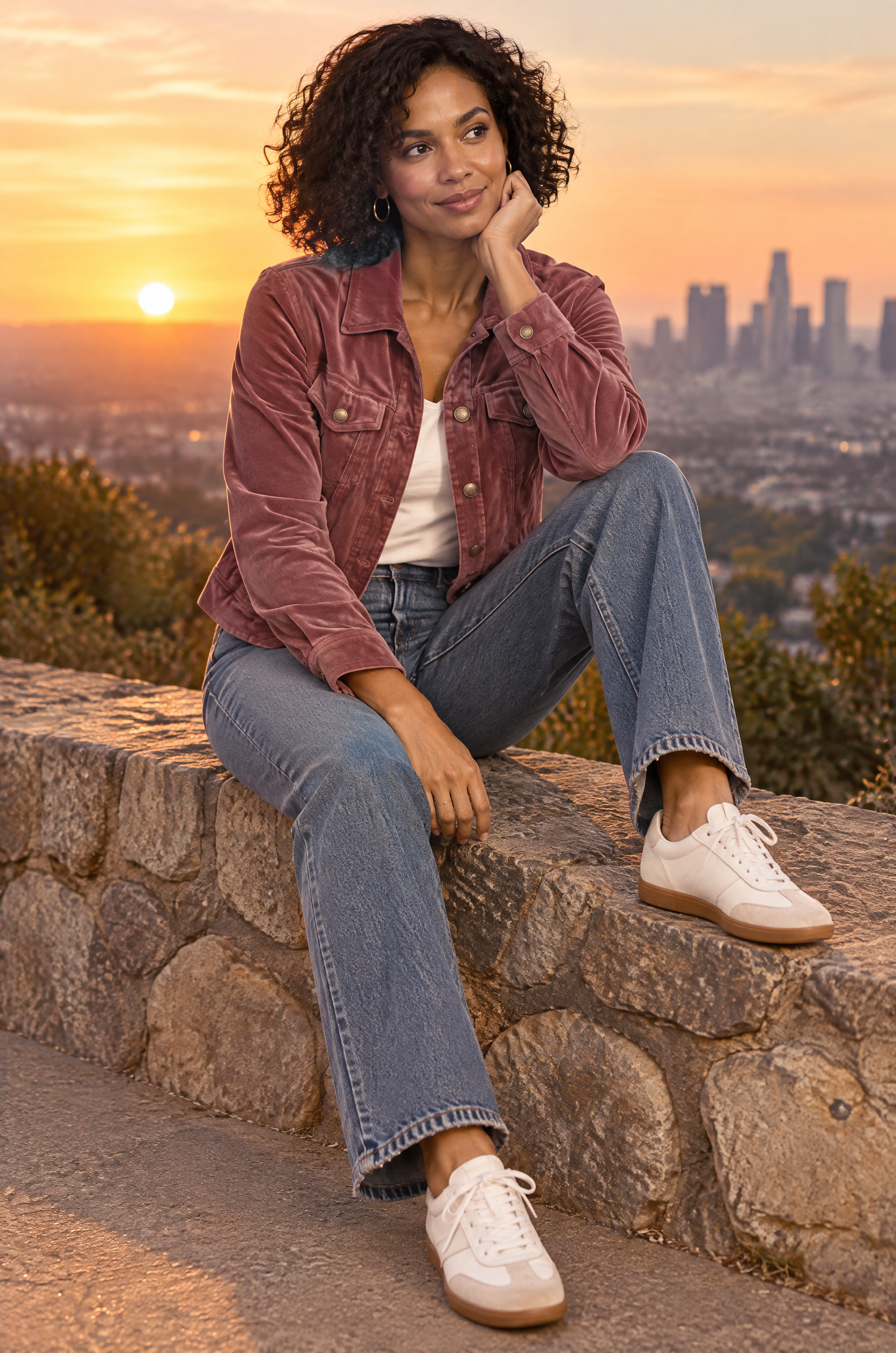 Veste-chemise rouge à poches utilitaires | Deuxième photo lifestyle | Lounelle Paris