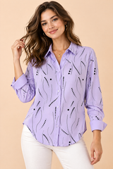 Camicia oversize lavanda con stampa paisley