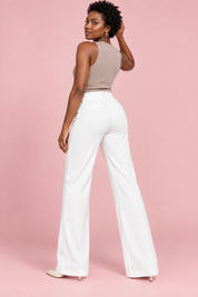 Pantalon blanc large à taille basse | Vue de dos | Lounelle Paris