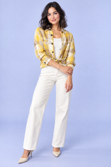 Camicia oversize gialla a quadri con bottoni