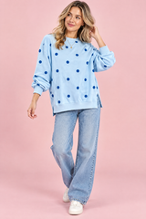 Felpa oversize blu a pois