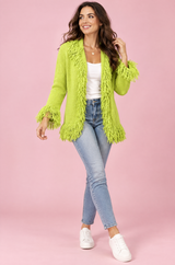 Cardigan verde lime con frange