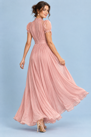 Robe longue plissée rose | Vue de dos | Lounelle Paris