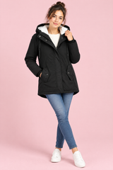 Parka oversize con cappuccio nera