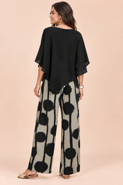 Ensemble pantalon noir à pois | Vue de dos | Lounelle Paris