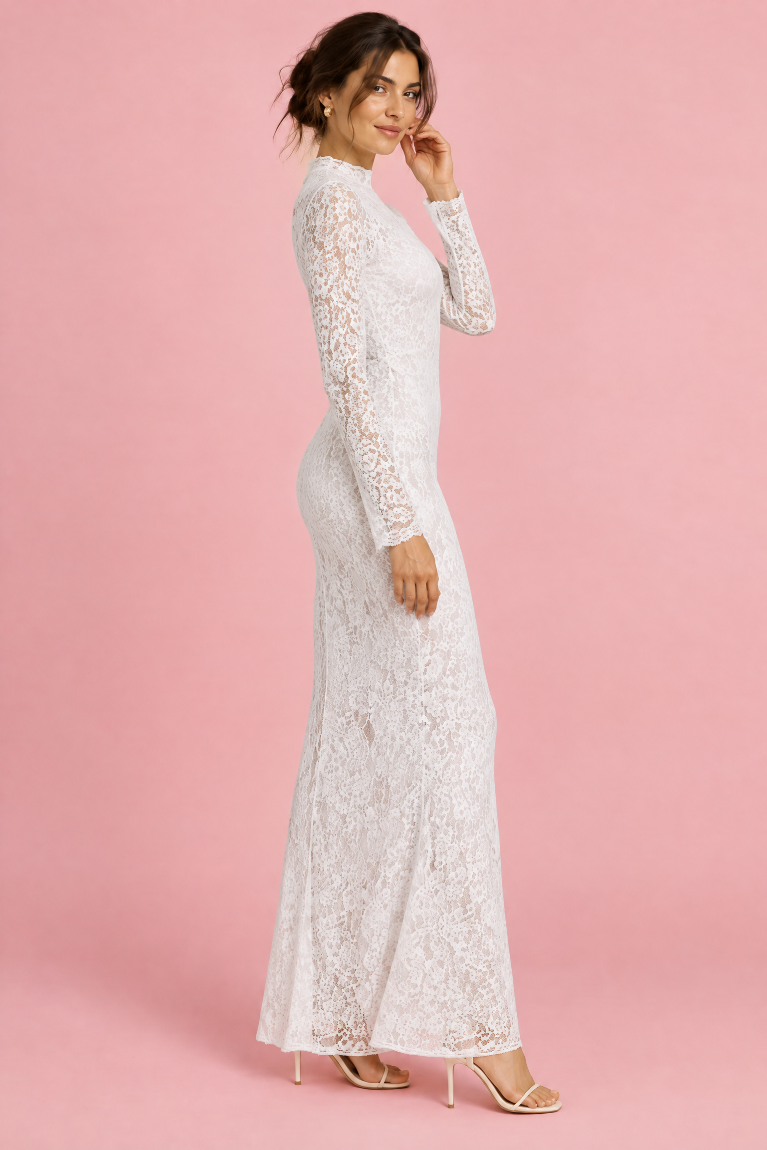 Robe longue blanche en dentelle | Vue de dos | Lounelle Paris