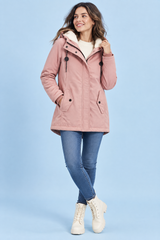 Parka oversize con cappuccio rosa
