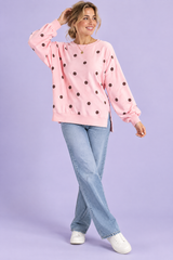 Felpa oversize rosa a pois